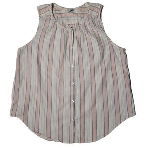 Lucky Brand Striped Front Tie High/Low Tank Large